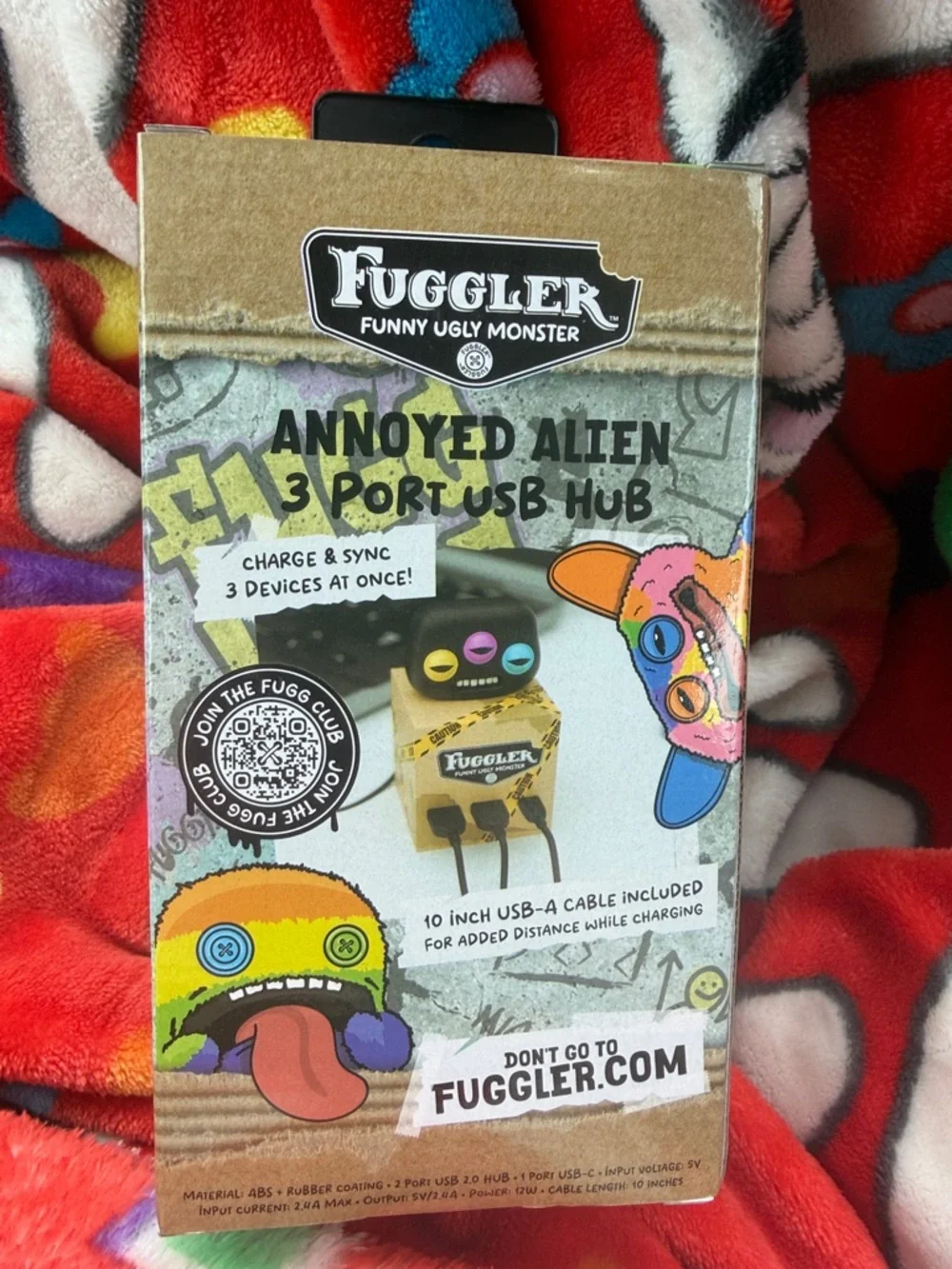 Fuggler Annoyed Alien 3-Port Cell Phone USB Hub - Yellow & Black NEW QUICK SHIP